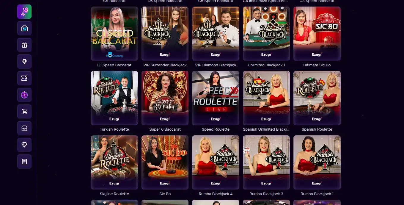 интерфейс лобби Бабосс казино с меню и слотами